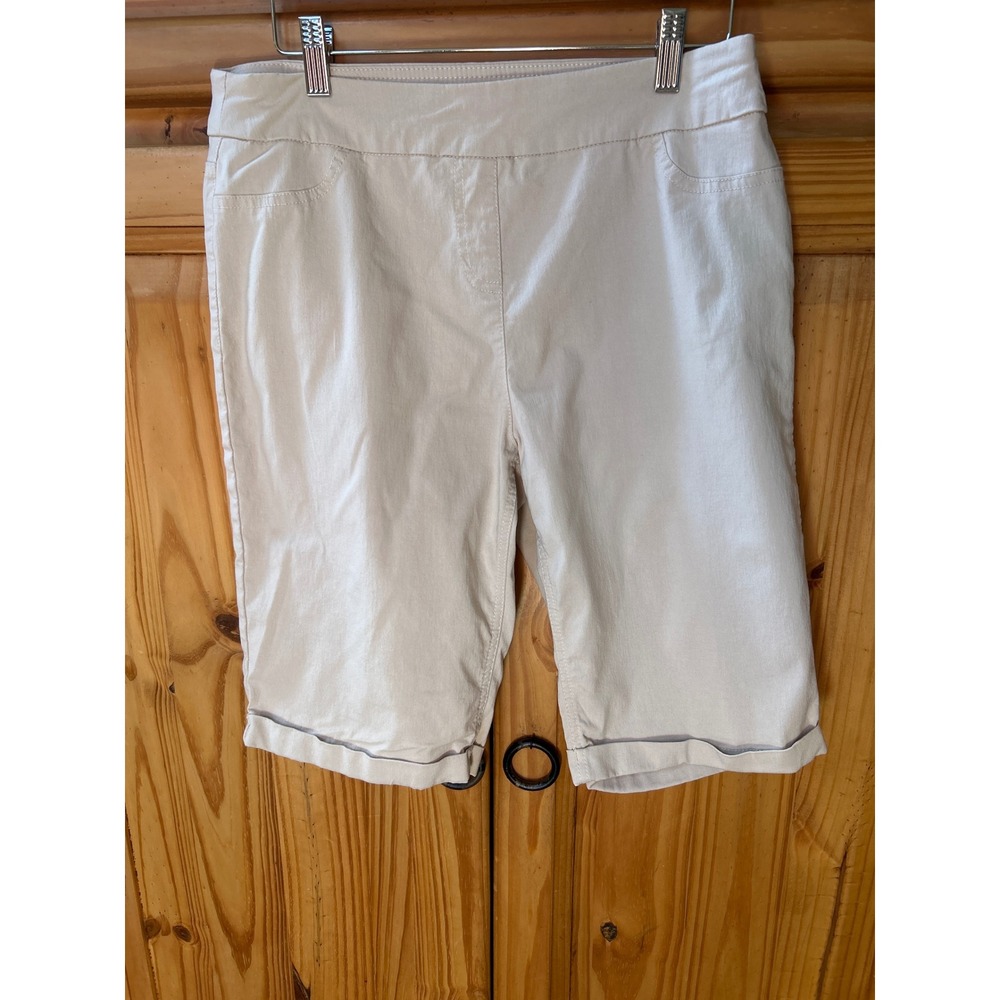 Soft Surroundings Womens Beige Pull On Bermuda Shorts Cuffed Size M